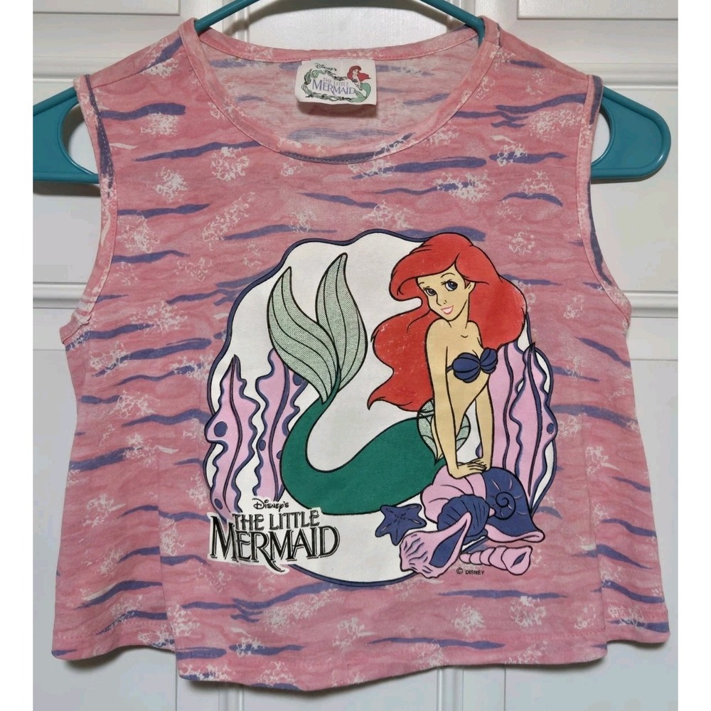 The Little Mermaid Vtg Shirt Kids Teen Sleeveless AOP Tye Dye Disney Allison Mfg